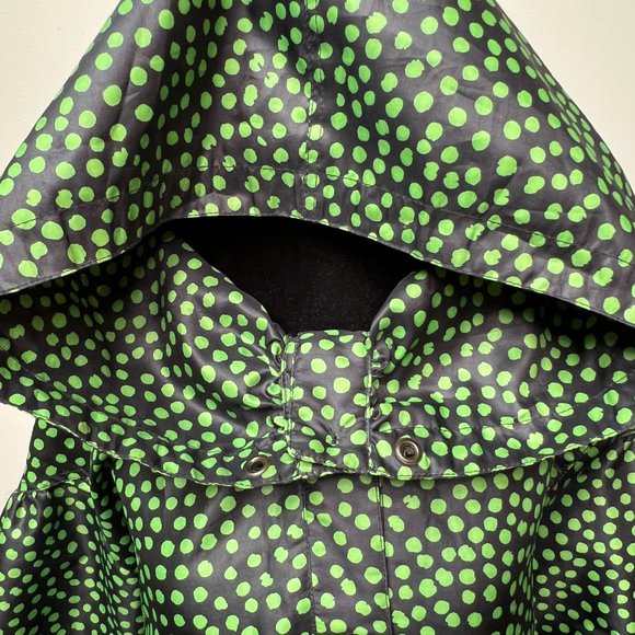 Vintage Womens Raincoat by Marielle Fleury Black Lime Green Polka Dots Size 8 M - Picture 3 of 6